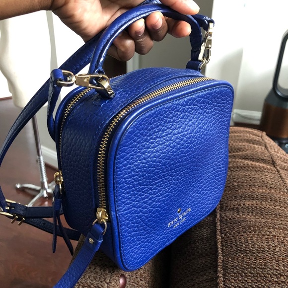 Kate Spade Bright Indigo Pebbled Leather Box Crossbody - Picture 11 of 14